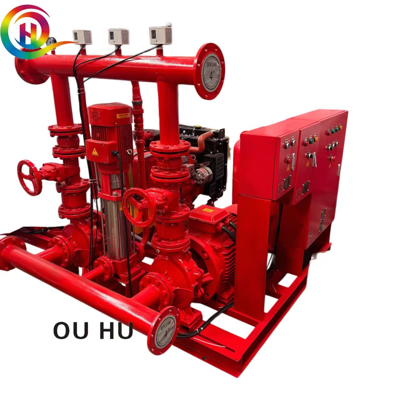 Complete Horizontal Main Fire Pump Pipeline Combo With Pressure Vessel 12Bar 68HP