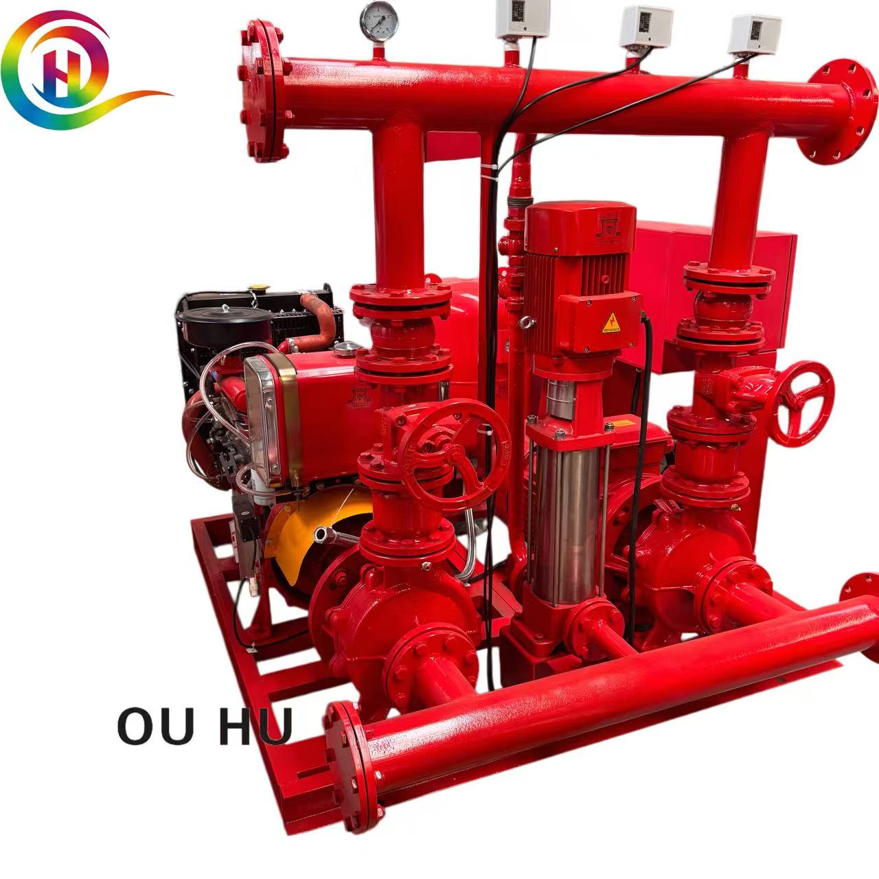 Complete Horizontal Main Fire Pump Pipeline Combo With Pressure Vessel 12Bar 68HP