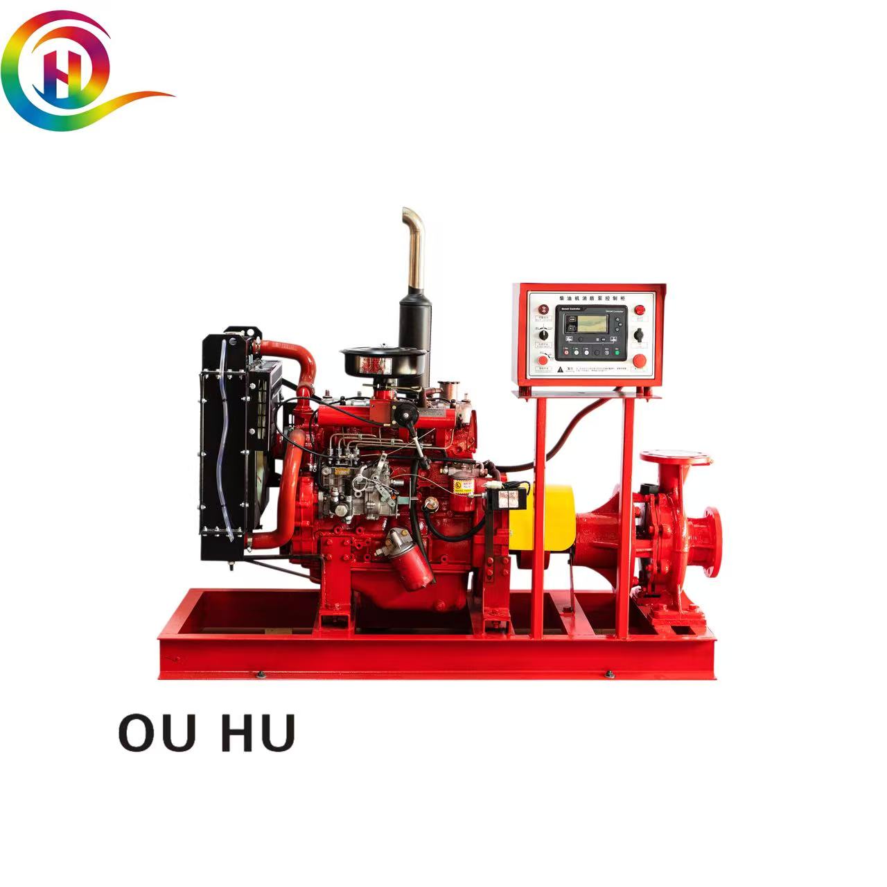 Horizontal Triple Fire Pump Full Set with Pressure Tank Control Cabinet Pipeline Assembly 10Bar 70HP