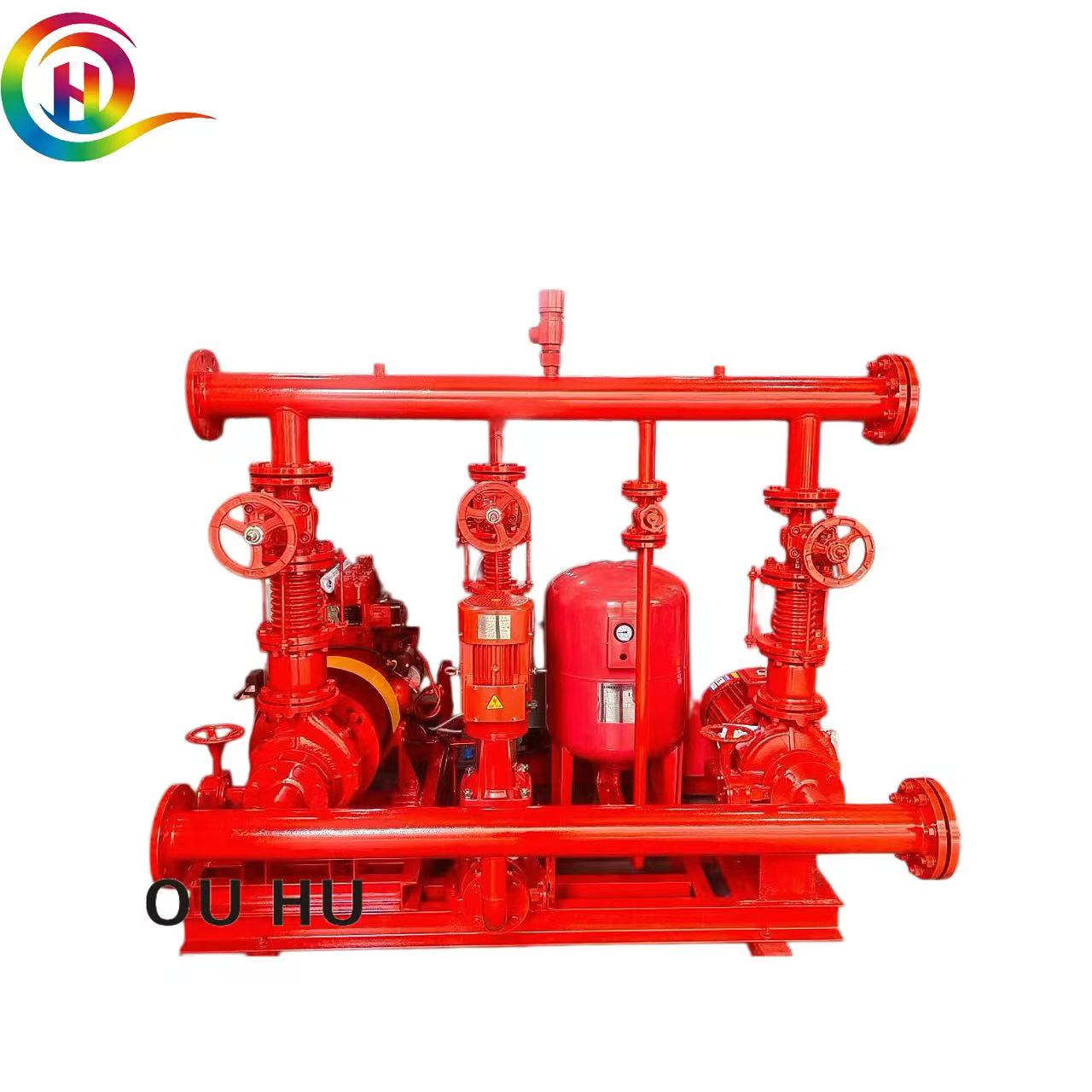 Heavy Duty Horizontal Emergency Fire Pump Skid With Vessel & Cabinet 15Bar 85HP